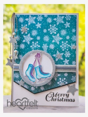 skates on snowflakes background - heartfelt creations celebrate the season - gift wrapped