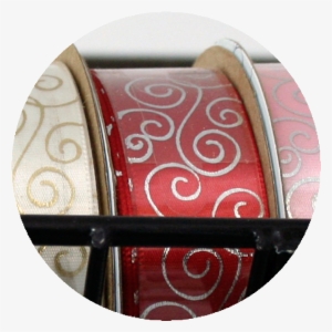 Swirl Pattern Ribbon Silver/red - Wood