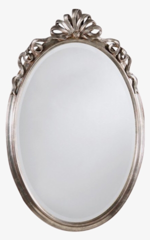 Neo Classic Oval Ribbon Carved Silver Mirror - Mirror