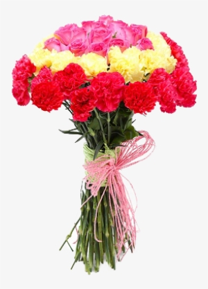 Mix Flowers Bunch Of 50 Carnations & Roses - Flower Bouquet