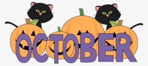 Black Cat Clipart Pumpkin Patch - October Clipart Transparent