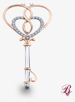 Diamond Infinity Dual Heart And Key Pendant - Heart