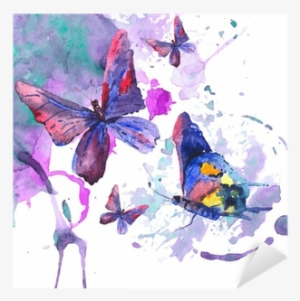 Vinilo Pixerstick Fondo De Acuarela Abstracta Con Mariposas - Watercolor Butterflies