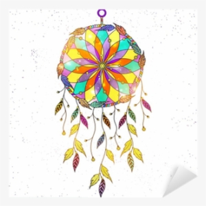 Boho Style Hand Drawn Dream Catcher With Ethnic Floral - Dreamcatcher