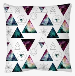 Pattern With Watercolor Nebula In Triangles And Sacred - Geometry