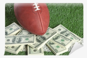 Nfl Football On Field With A Pile Of Money Wall Mural - Sports Betting American Football