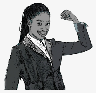 An Illustration Of A Woman With Fist Raised And Clenched - Cartoon