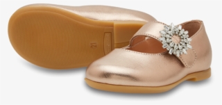 Metallic Copper Crystal Blossom Baby Ballet Shoes - Sandal