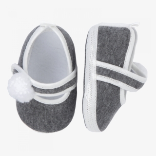 Grey Ballet Shoes In Cotton With Pom-pom - Slip-on Shoe