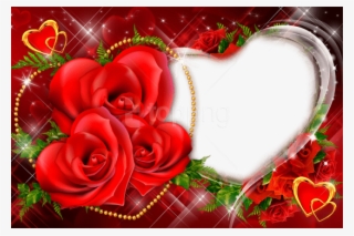 Free Png Transparent Red Roses Heart Frame Background - Love Photo Frame Hd Download