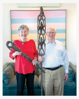 Ray Ann Kremer And George Shapiro Hold Primitive Wood - Senior Citizen