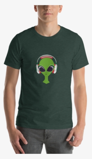 Green Alien Dj With Headphones Short Sleeve T Shirt - T-shirt