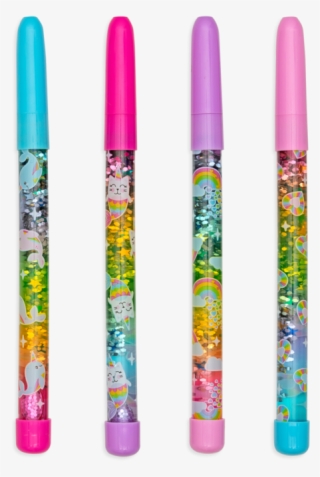 4 Rainbow Glitter Wand Ballpoint Pens - Eye Liner