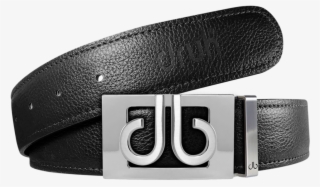 Black Full Grain Textured Leather Strap With Buckle - Buckle