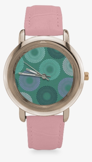 Teal Sea Foam Green Lace Doily Women's Rose Gold Leather - Watch
