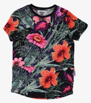 Picture Of "jamaica" Floral Print T-shirt Black Multi - Boy Floral T Shirt