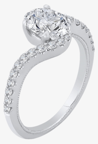 14k White Gold Oval Cut Diamond Promise Engagement - Engagement Ring