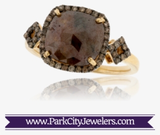 Rough Brown Diamond And Brown Accent Diamond Ring - Engagement Ring Colored Stone Gold