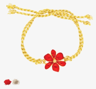 Sri Jagdamba Pearls Red Flower Rakhi Jpjun 18 - Chain