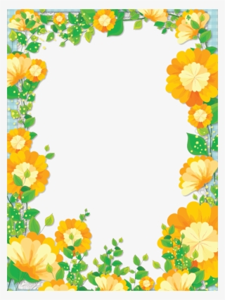 黄色花卉植物边框 - Floral Borders Design Png