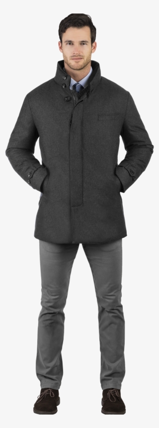 Charcoal Stretch Wool Carcoat Norwegian Wool - Car Coat And Suit