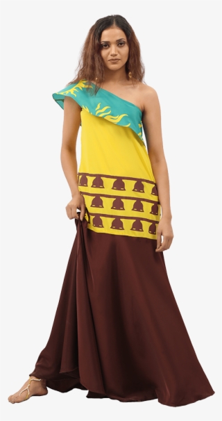 Bahubali 2 Yellow & Coffee Cinch Maxi Dress - Photo Shoot