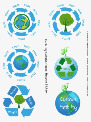 Recycle, Reduce, Reuse Stickers For Earth Day Kids - Earth Day Stickers