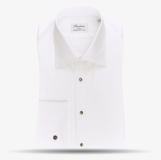 White Slimline Buttoned Tuxedo Shirt With Dark Mother - Button