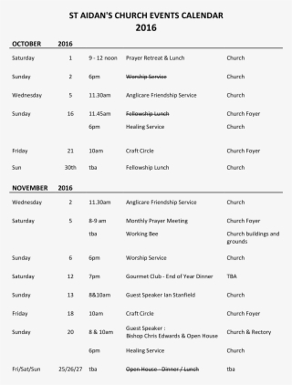 Free Church Event Calendar Templates At Allbusinesstemplates - Document