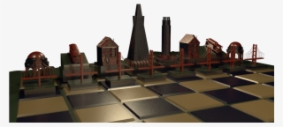 3d Chess Set Of San Francisco Skyline Created In Maya - Chess