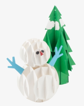 Snowman With Tree Pop Up Card - Christmas Tree