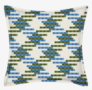 Saturday House Lattice Blue And Green Patterned Pillow - Cushion