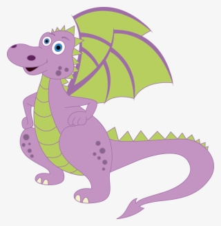 Cartoon Clip Art - Green And Purple Dinosaur Cartoon
