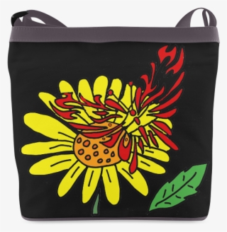 Red Butterfly On Yellow Daisy Art Crossbody Bags - Shoulder Bag