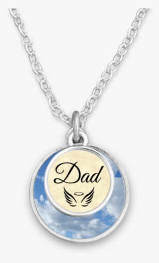 Dad Is My Angel Double Circle Necklace - Locket