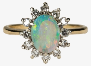 Stunning Natural Opal Diamond Halo Ring ~ This Opal - Opal