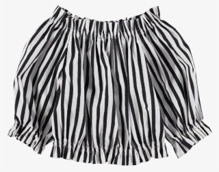 Picture Of Black And White Striped Bardot Blouse - Miniskirt