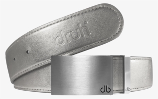 Silver Plain Textured Leather Belt With Buckle - Belt