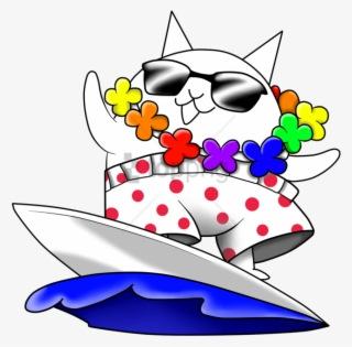 Free Png Surfer Cat The Battle Cats Game Png Image - Surfer Cat Battle Cats