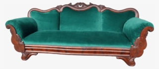 Emerald Green And Mahogany Sofa - Studio Couch