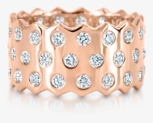 Honeycomb Triple Row Ring With Diamonds - Swarovski Crystal Triple-row Ring
