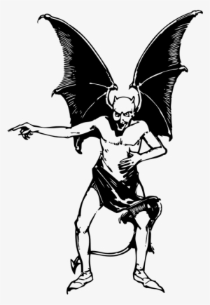 Devil, Wings, Horns, Pointing, Evil, Demon, Satan - Devil Clip Art