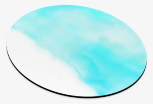 Turquoise Bright Watercolor Abstract Round Mousepad - Circle