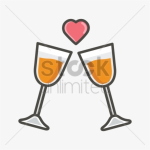 Champagne Glasses With Heart Shape Vector Image - Champagne Glass With Heart Png