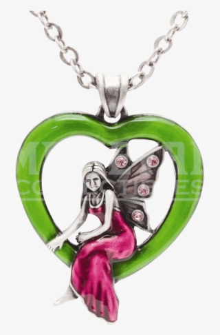 Green Heart Fairy Necklace - Locket