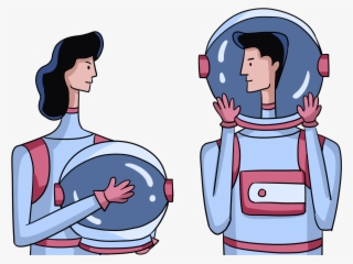 Men Women Astronauts Cartoons Elements Png And Psd - Cartoon