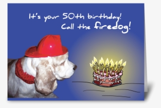 50th Birthday Firedog - Dog Catches Something