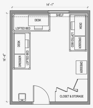 Vector Clipart Furniture Floor Plan - Dimensions For A Study Room