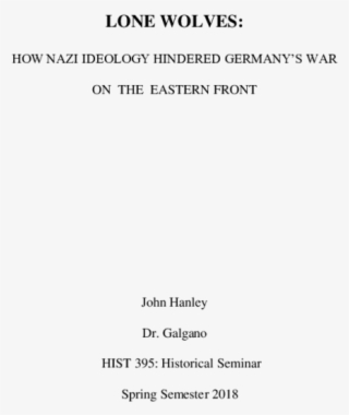 How Nazi Ideology Hindered Germany's War On The Eastern - Document