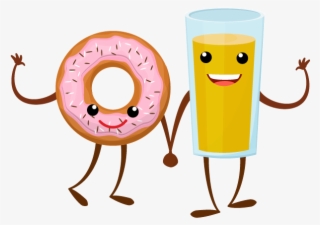 Donut And Orange Juice - Cartoon